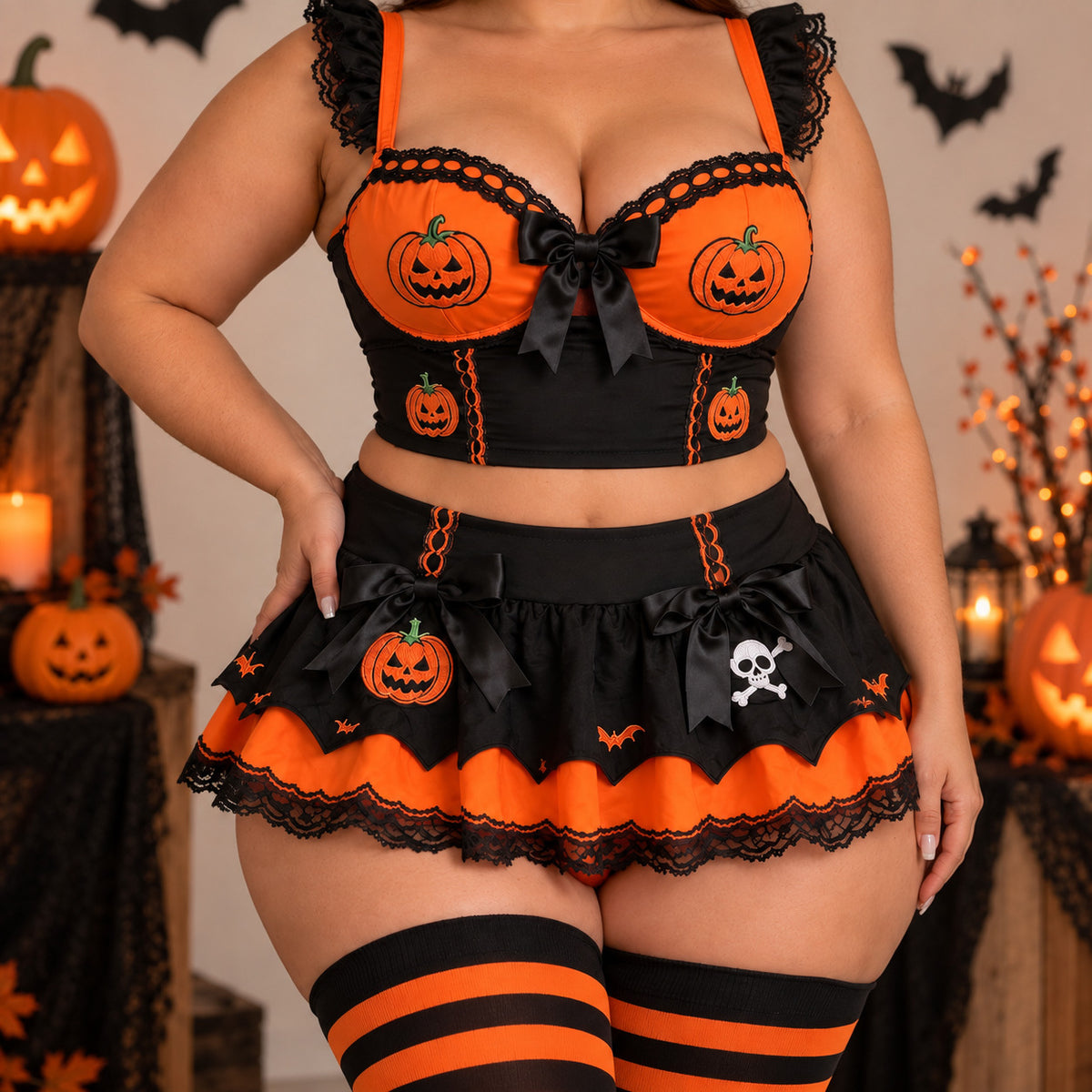 Conjunto disfraz de lencería sexy y seductora para halloween